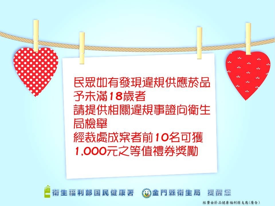 請各商號及販售菸品者務必遵守「禁止供應菸品予未滿18歲者」之規定。(記者吳旻高翻攝)