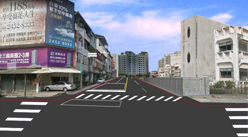 終於要拓寬了！ 中市惠中路雙向四車道109年4月完工。(記者林志強翻攝)