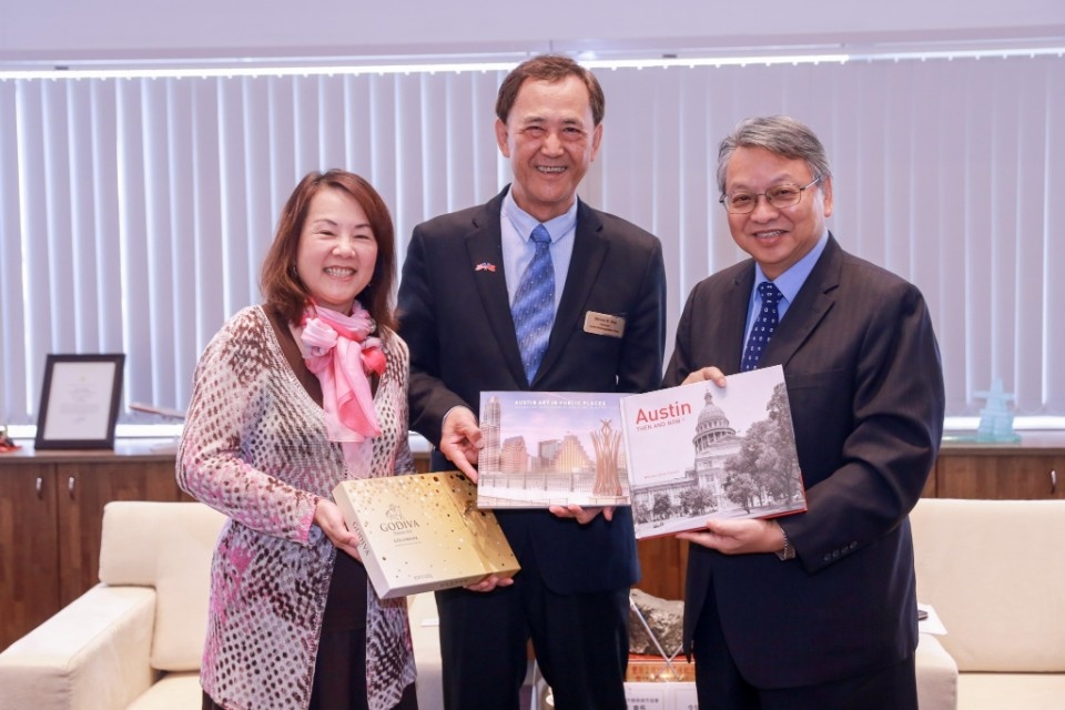 美奧斯汀市台中姊妹市協會拜會 盼深化兩市學術交流。(特派員孫崇文翻攝)