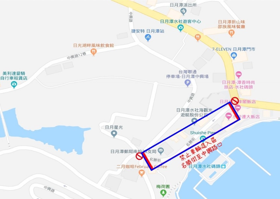 名勝街中興路口車輛管制圖。(記者張光雄翻攝)