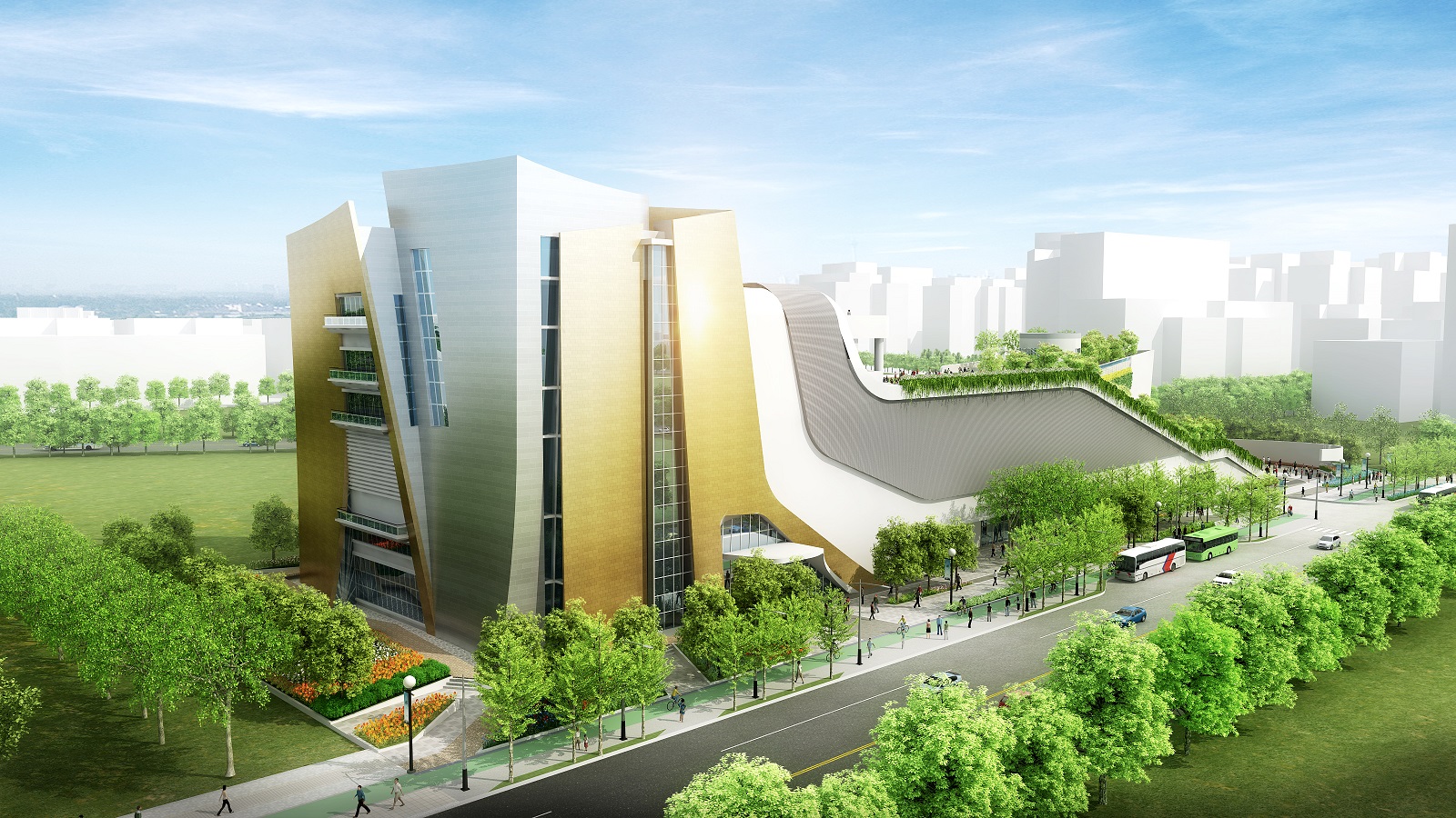 中台灣電影中心與國漫館合建案_建築外觀模擬圖。(記者林俊為翻攝)