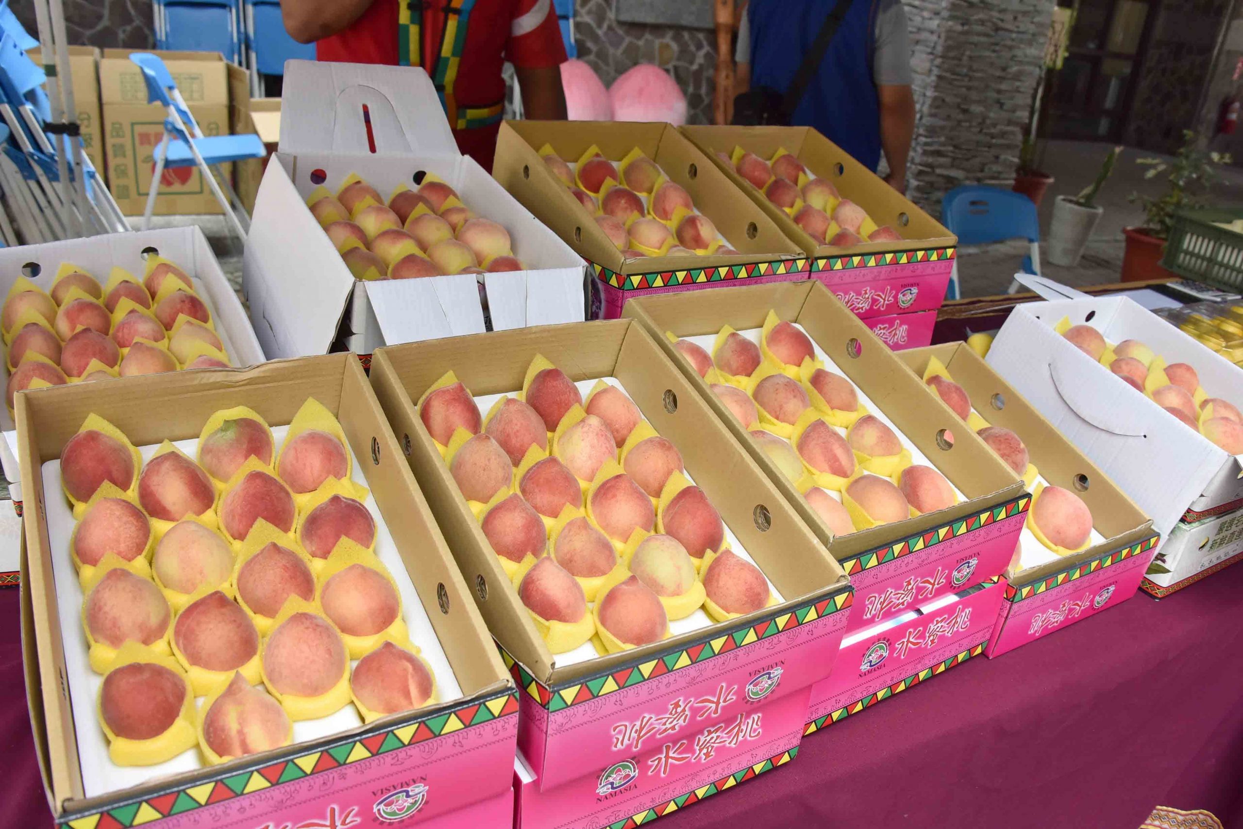 那瑪夏水蜜桃產季來了！韓國瑜鼓勵大家踴躍訂購。(記者劉明吉翻攝)