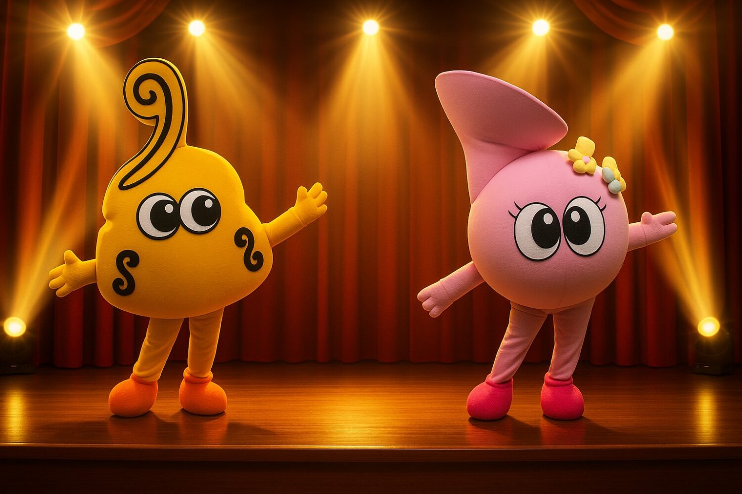 台灣科藝文教協會專屬吉祥物首度亮相，以可愛形象為布袋音樂節增添童趣與亮點，並將於活動當日舉辦公仔見面會。圖/台灣科藝文教協會提供