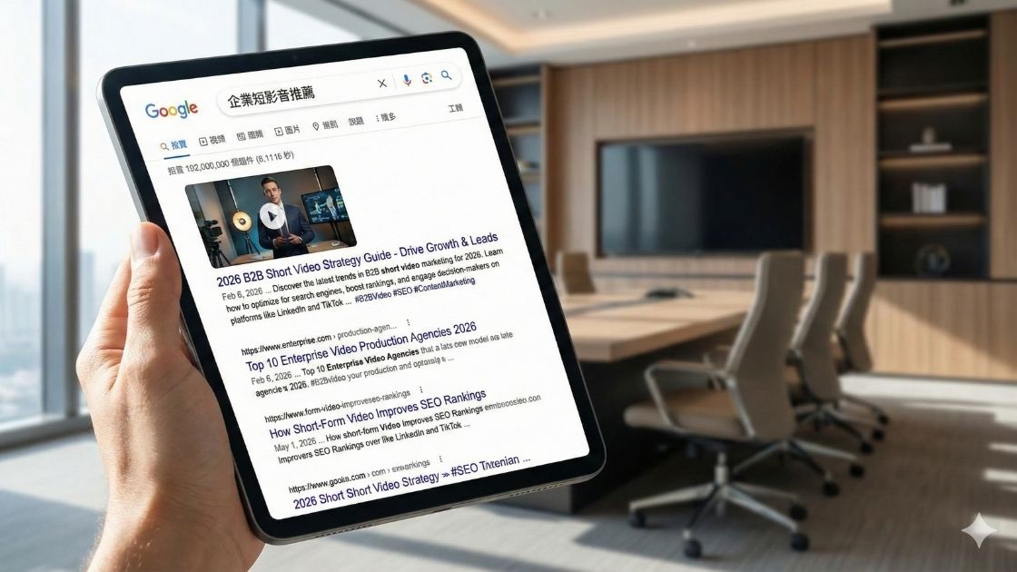 真正專業的短影音公司懂得利用 SEO 技術，讓您的影片成為網路上可被長期搜尋到的數位資產。