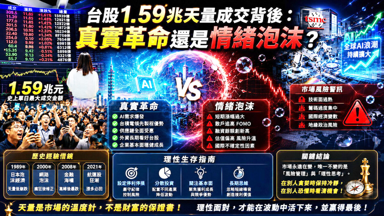 台股44,954點，1.59兆天量改寫歷史！ 台股末升段警訊：AI革命下狂熱與理性
